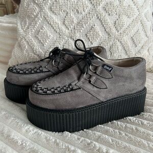 T.U.K Gray Suede Creepers with Black Platform